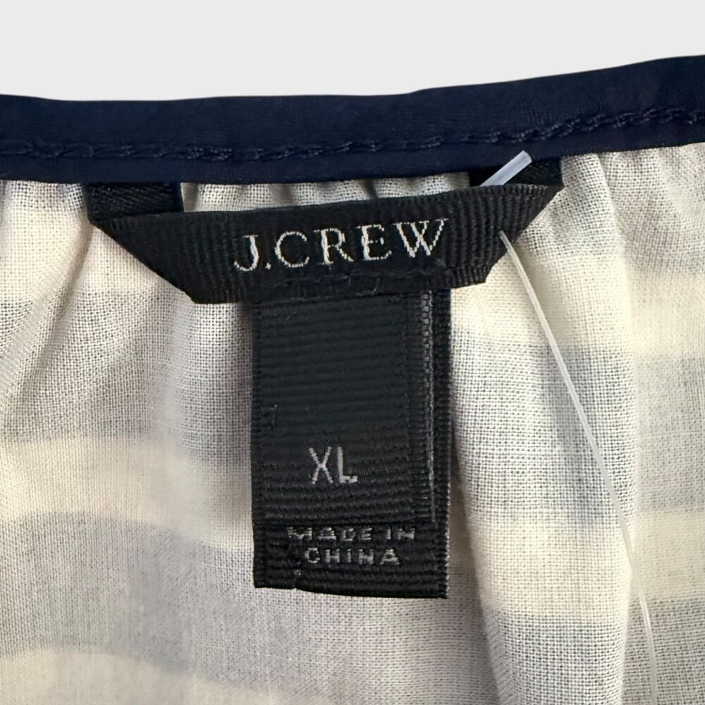 J.Crew Striped Raglan Tie-Back Peasant Blouse Top Black White Women's XL New - Picture 11 of 14